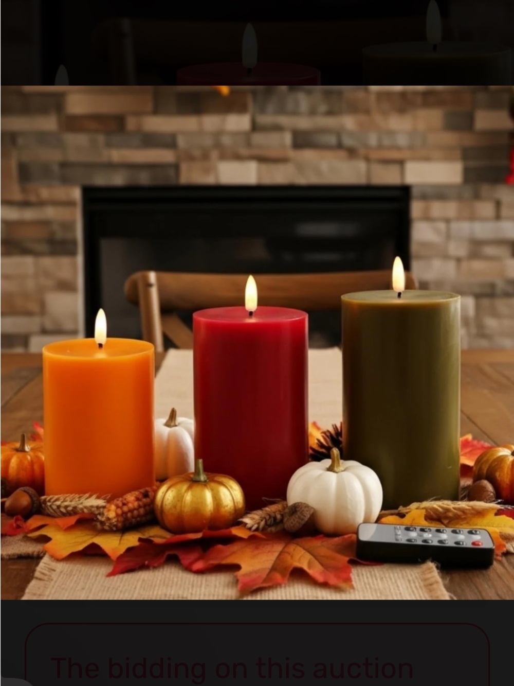Three-Piece Fall Pillar Candle Set — Orange, Red & Olive